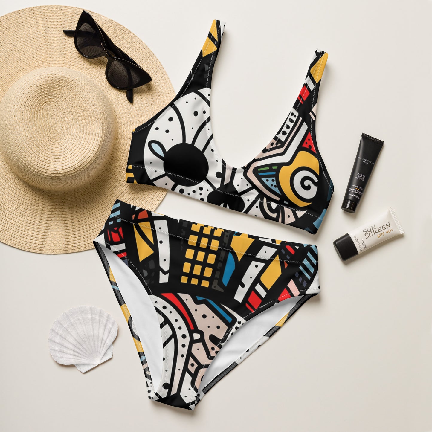 Lennie Lee Land - Skull bunny Recycled high-waisted bikini